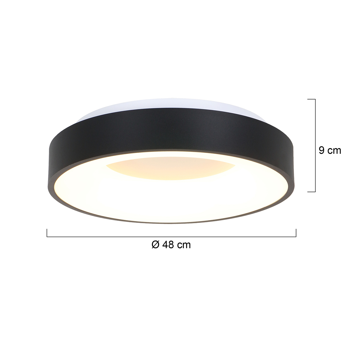 Plafondlamp Ringlede 48cm LED Zwart - Afbeelding 2