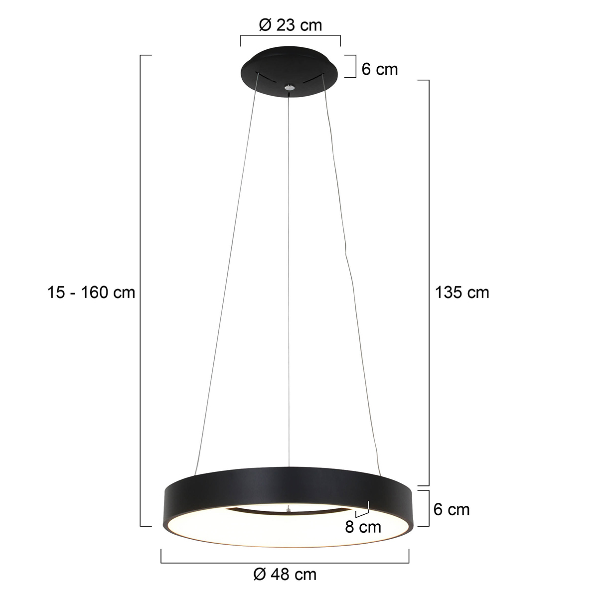 Hanglamp Ringlede LED Zwart - Afbeelding 2