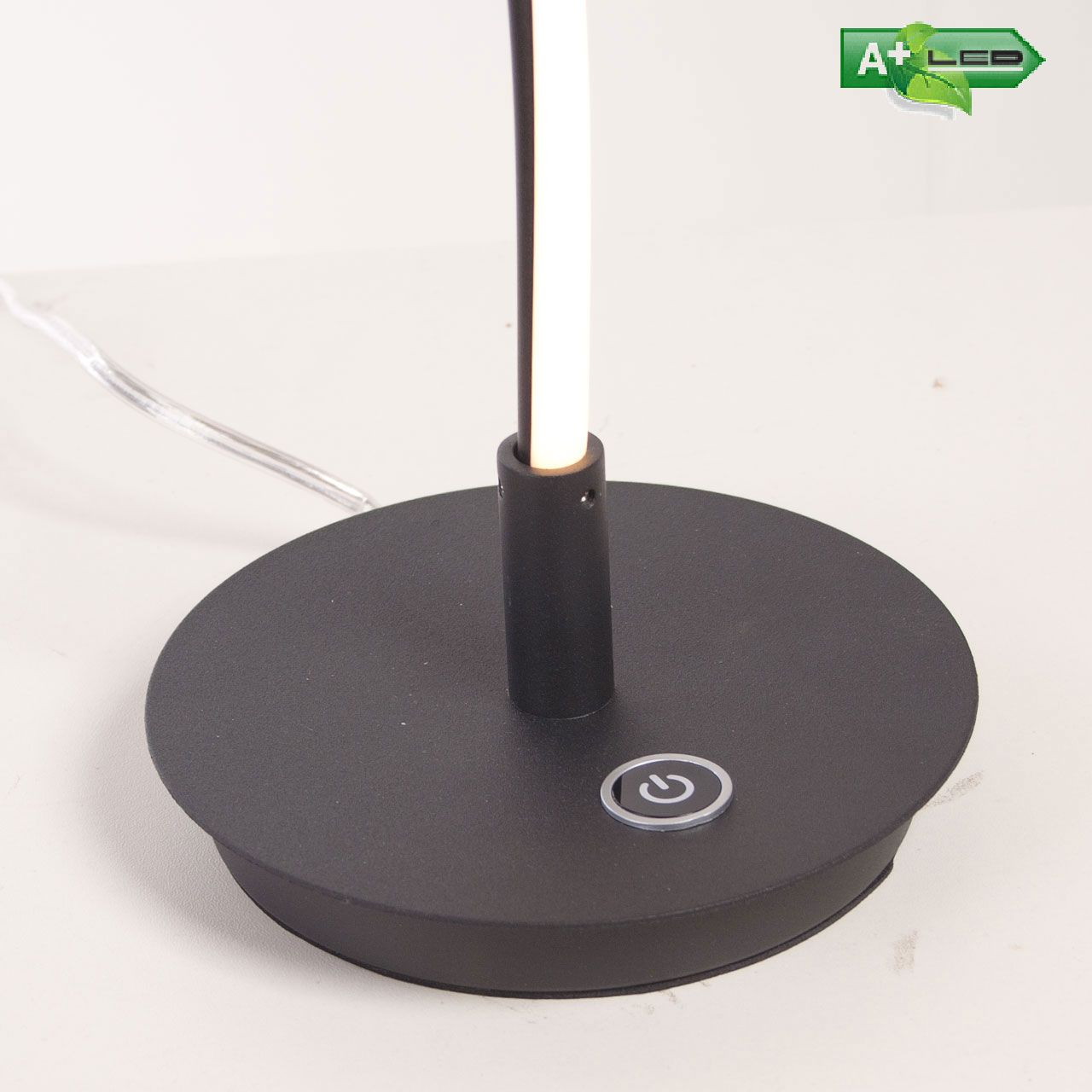 vanthoeftverlichting-voorburg-tafellamp-highlight-curl-led-staal-zwart-3stappen-dimbaar